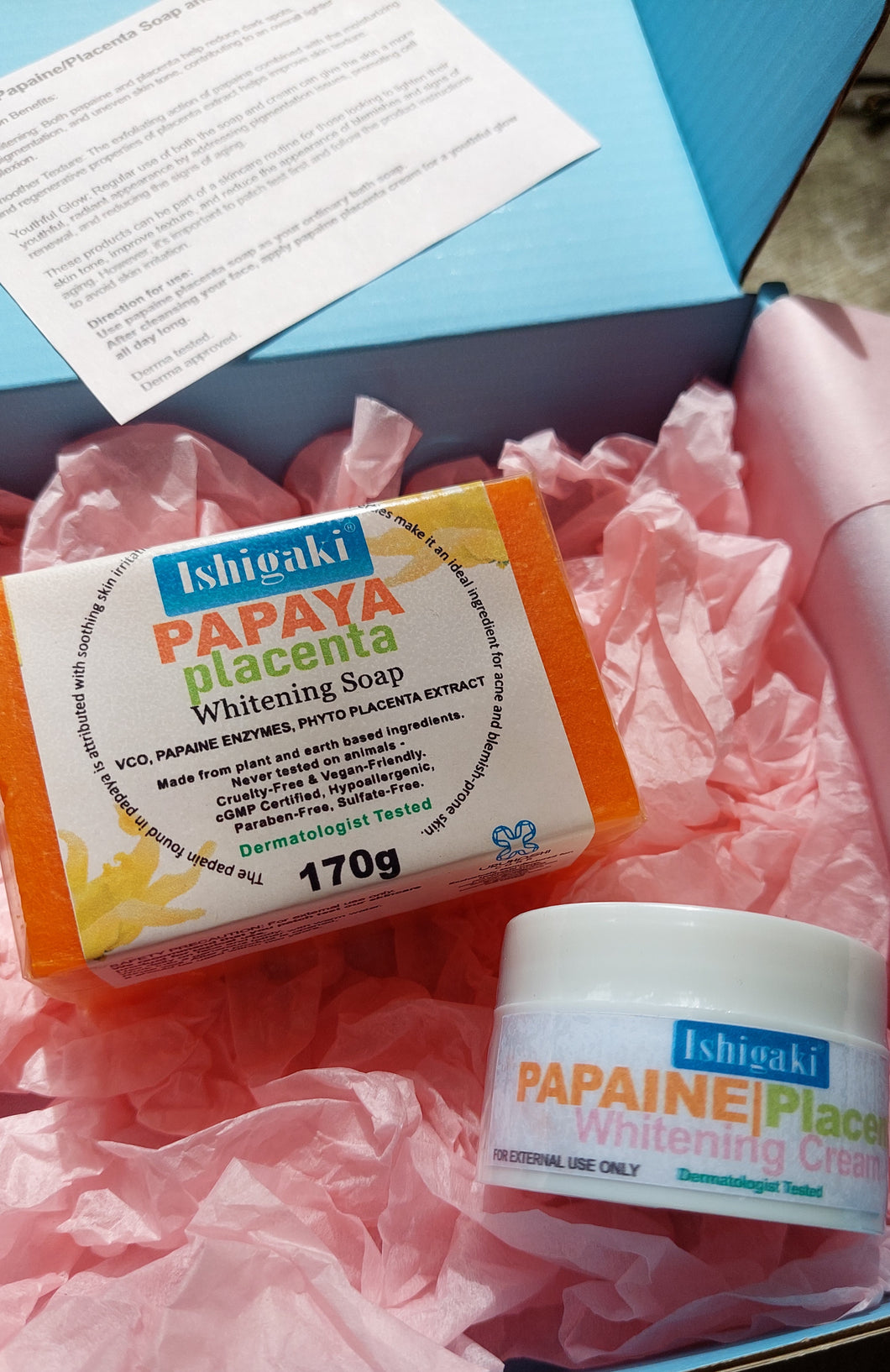 Ishigaki Papaine/Placenta Soap and Cream Set